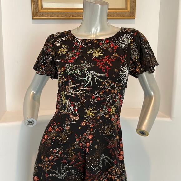 ModCloth Fit & Flare Midi Dress Floral Sequined S - Picture 5 of 11